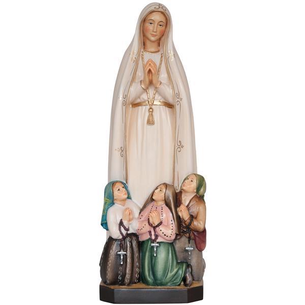 Our Lady Of Fatima with Children wooden statue - color