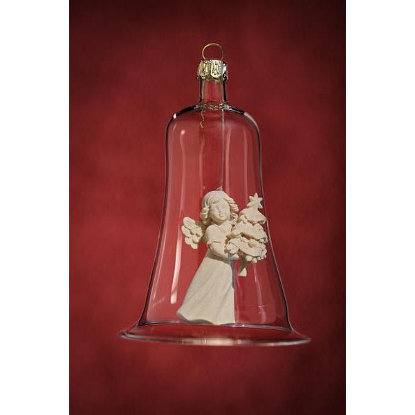 Glass bell  with angel fir tree - natural
