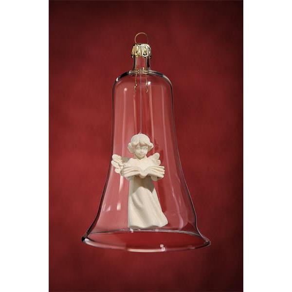 Glass bell with angel book - natural