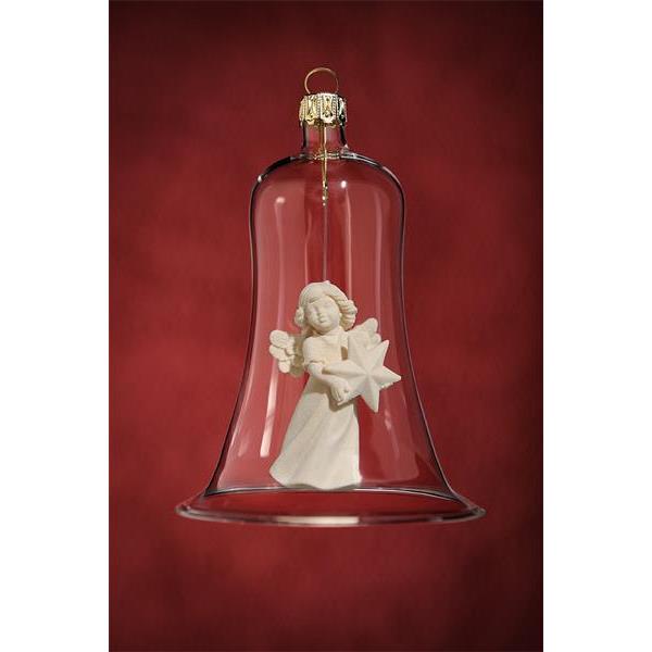 Glass bell with angel star - natural