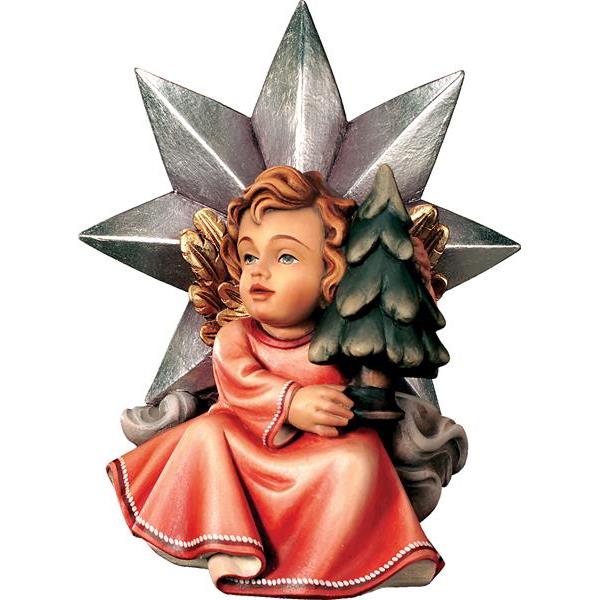 Angel with star and christmas tree - color