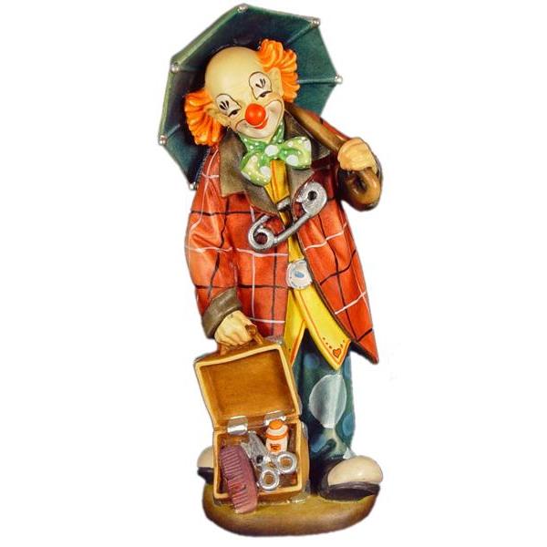 Clown with umbrella in linden - wood - color