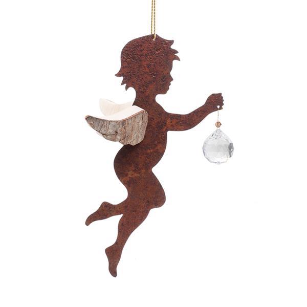 Wrought Iron Flying Angel (min. order 5 items) - natural