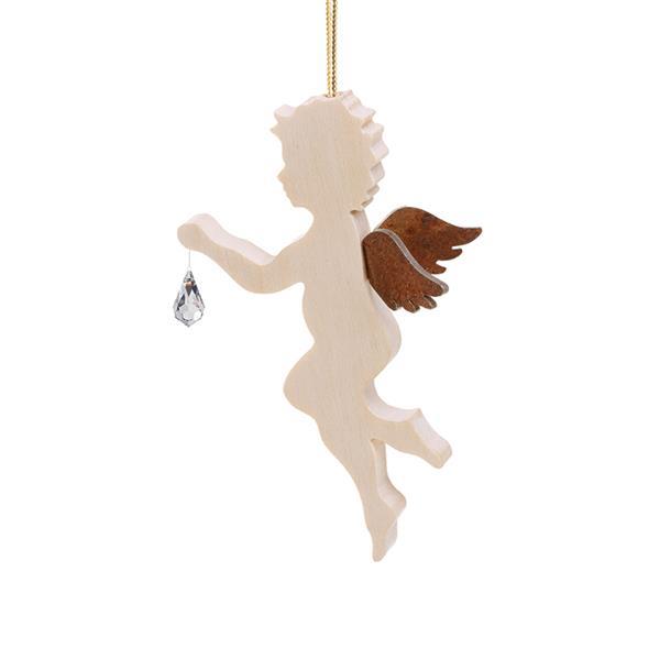 Wooden Standing Angel with Swarovski - natural