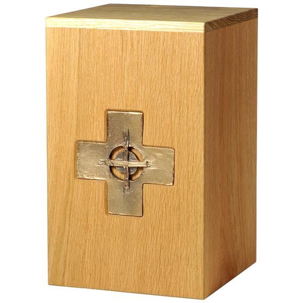 Urn "Cross" - oak wood - 11,22 x 6,88 x 6,88 inch - Zusammengesetzt