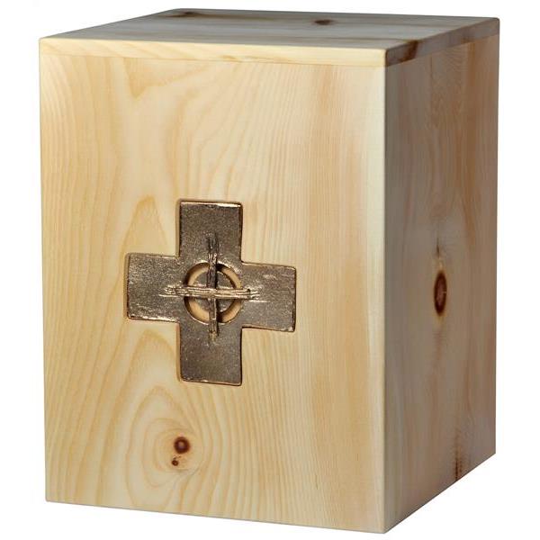 Urn "Cross" - Swiss pine wood - 11,22 x 8,66 x 8,66 inch - Zusammengesetzt