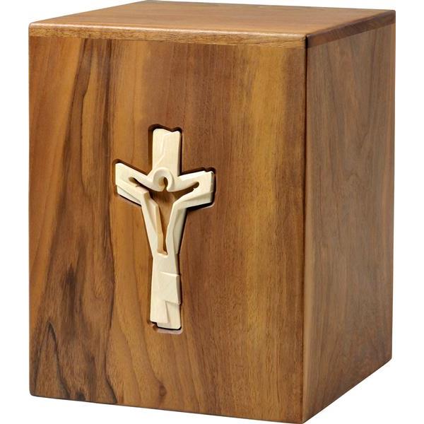 Urn "Crucifix" - walnut wood - 11,22 x 8,66 x 8,66 inch - Zusammengesetzt