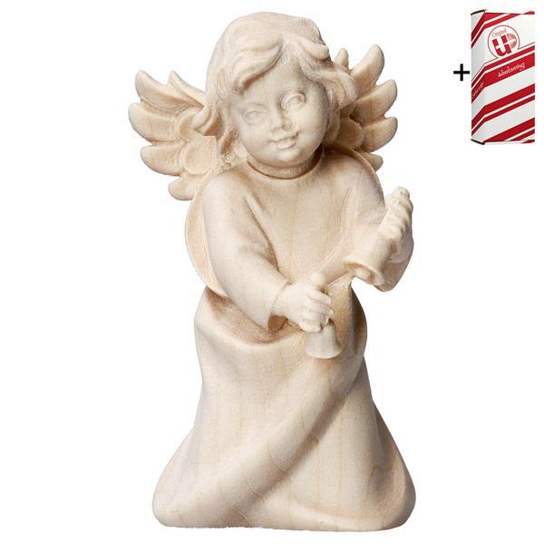 Heart Angel with bells + Gift box - natural
