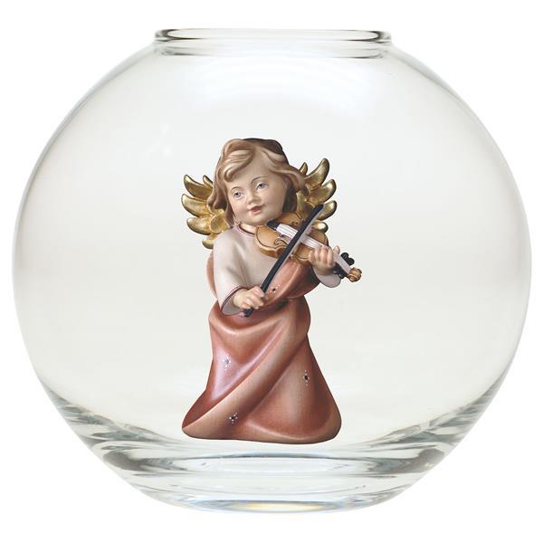 Heart Angel with violine - Glass sphere - color