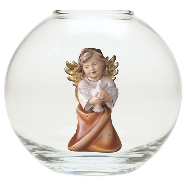 Heart Angel with dove - Glass sphere - color