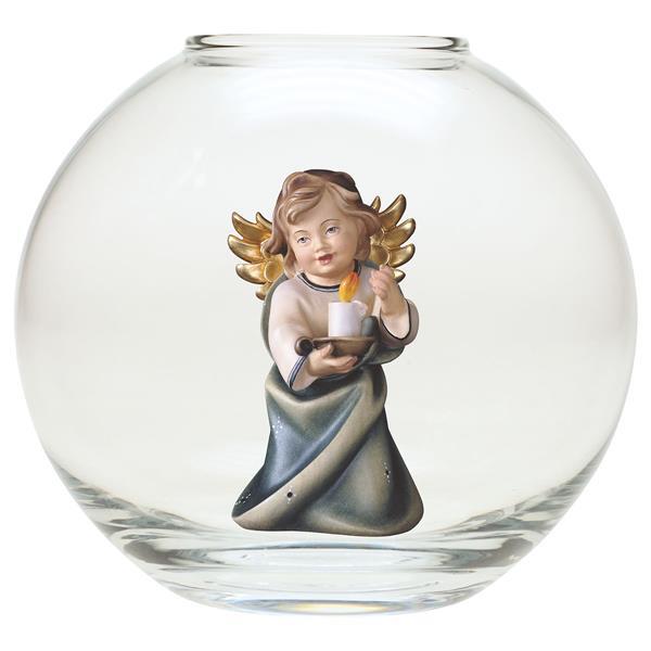 Heart Angel with candle - Glass sphere - color