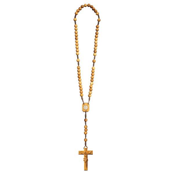 Rosary Exclusive Olive oiled + Medal with Crucifix - natural larch