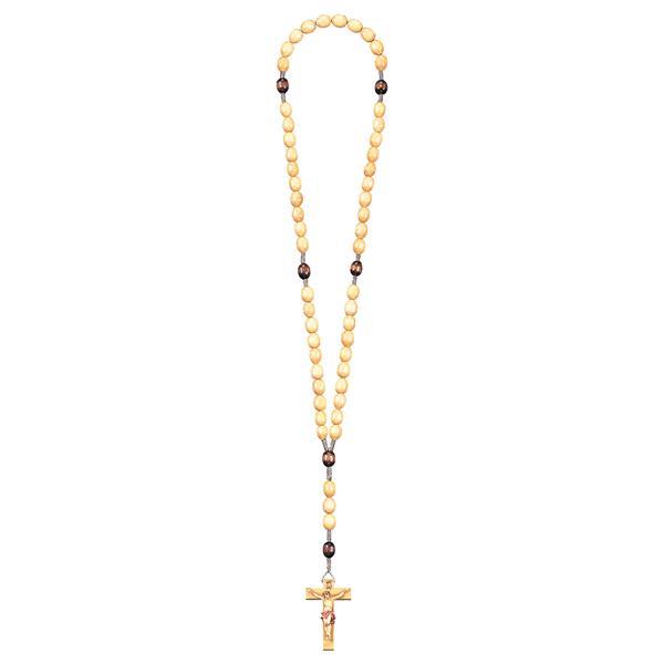 Rosary Exclusive Wood Tone-Brown with Crucifix - color
