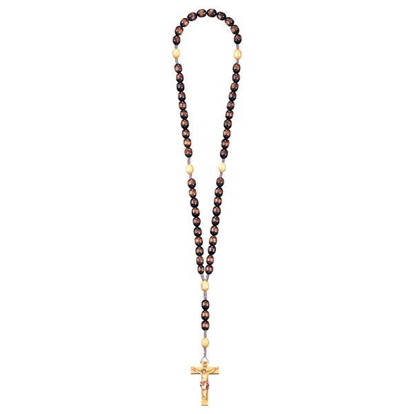 Rosary Exclusive Brown-Wood Tone with Crucifix - color