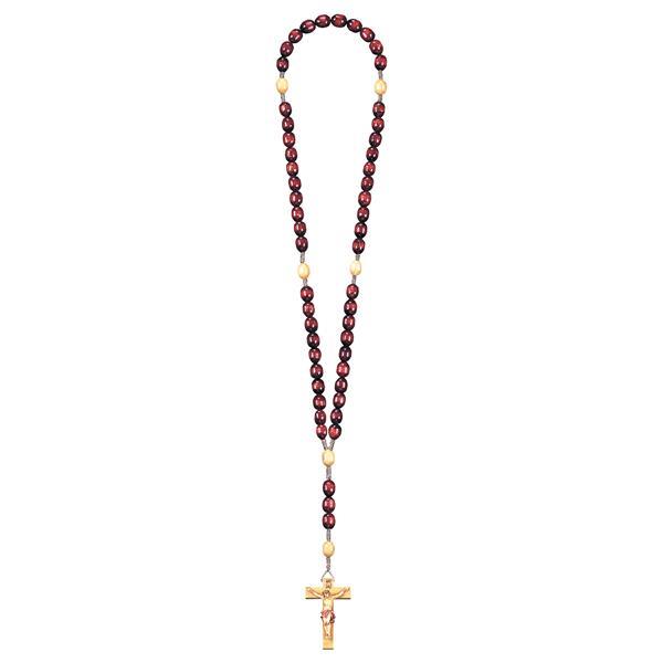 Rosary Exclusive Red-Wood Tone with Crucifix - color