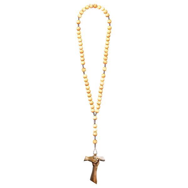 Rosary Exclusive Wood Tone with Cross of friendship Tau - hued multicolor