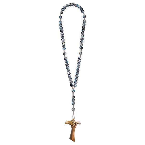Rosary Exclusive Marbled Black with Cross of friendship Tau - hued multicolor