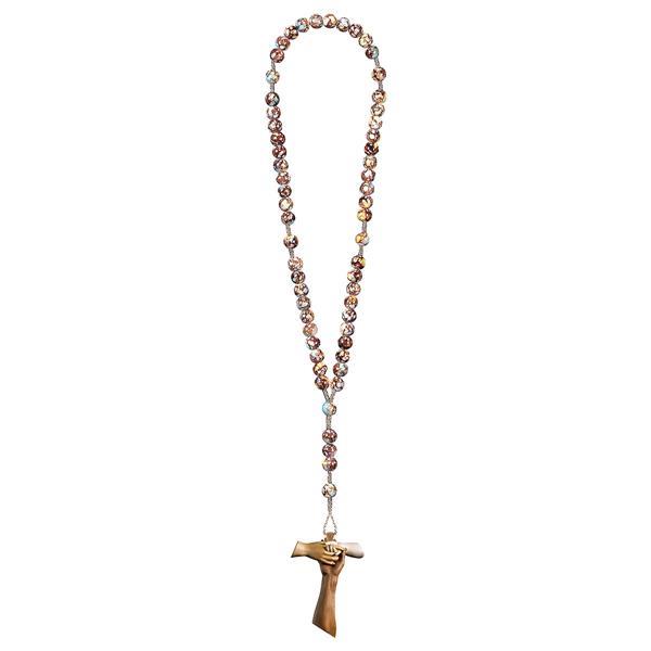 Rosary Exclusive Marbled Brown with Cross of friendship Tau - hued multicolor