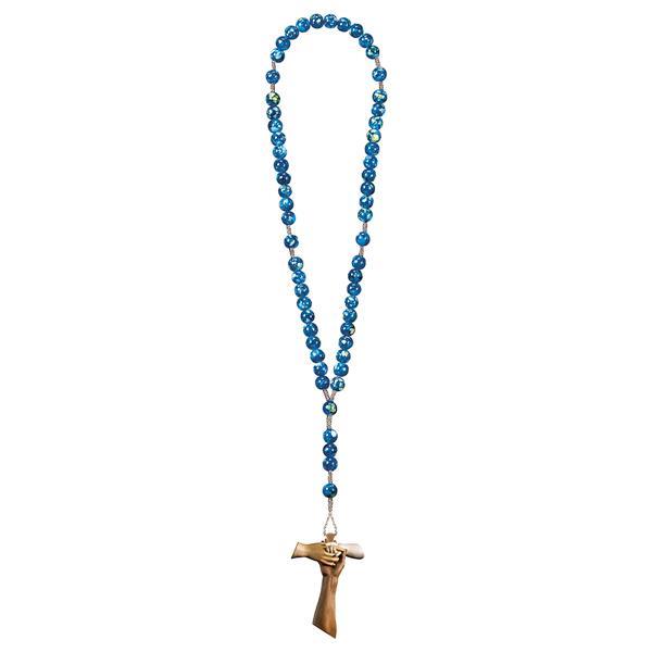 Rosary Exclusive Marbled Blue with Cross of friendship Tau - hued multicolor