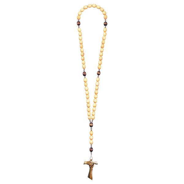 Rosary Exclusive Wood Tone-Brown with Cross of friendship Tau - hued multicolor