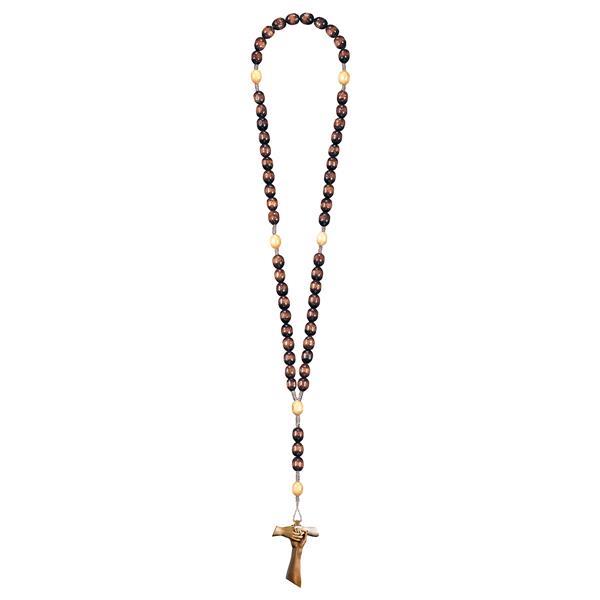 Rosary Exclusive Brown-Wood Tone with Cross of friendship Tau - hued multicolor