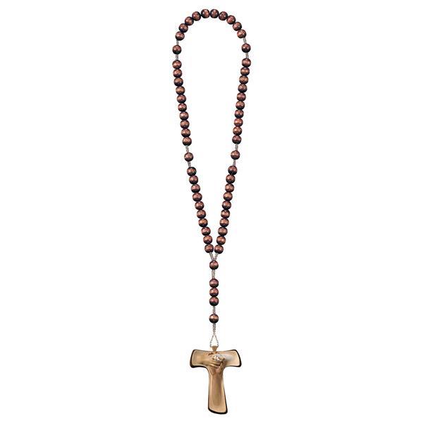 Rosary Exclusive Brown with Cross of peace Tau - hued multicolor