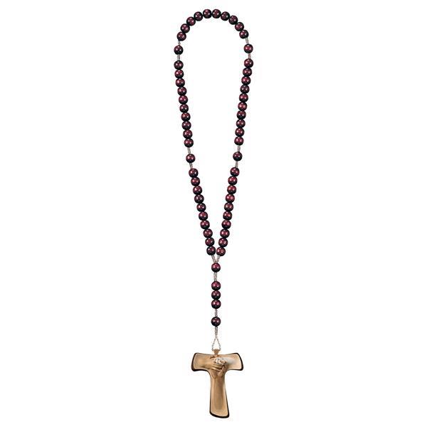 Rosary Exclusive Red with Cross of peace Tau - hued multicolor