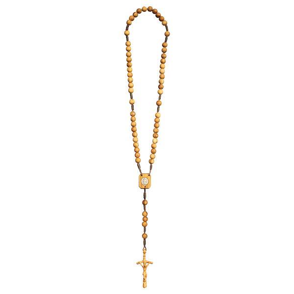 Rosary Exclusive Olive oiled + Medal with Pope Cross - natural larch