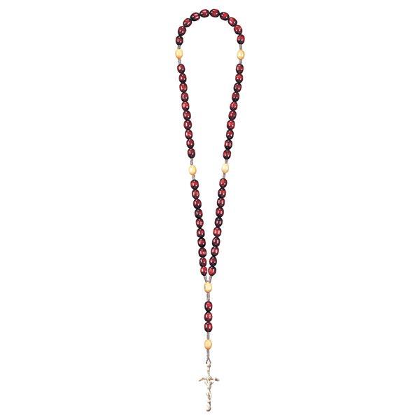 Rosary Exclusive Red-Wood Tone with Pope Cross - natural