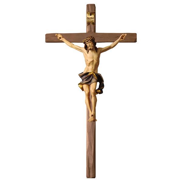 Crucifix Nazarean - Cross straight - Linden wood carved - color blue