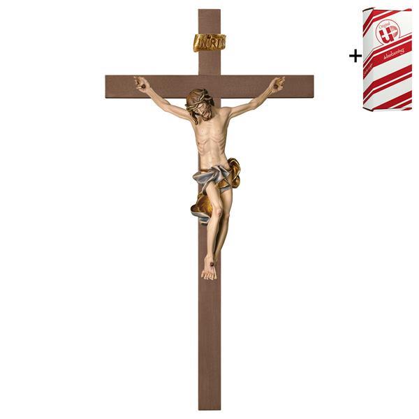 Crucifix Baroque - Cross plain - Linden wood carved - color blue