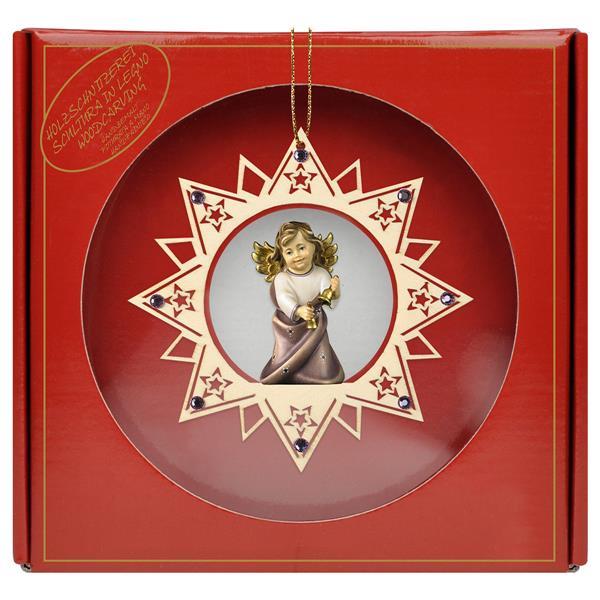 Heart Angel with bells - Stars Star Crystal + Gift box - color