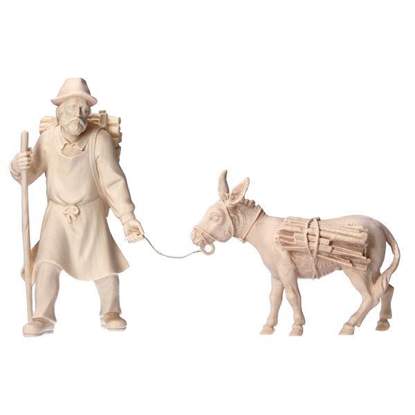 SH Pulling herder with wood with donkey with wood - 2 Pieces - natural