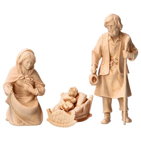 MO Holy Family with swing manger 4 Pieces - Nat. Pine wood
