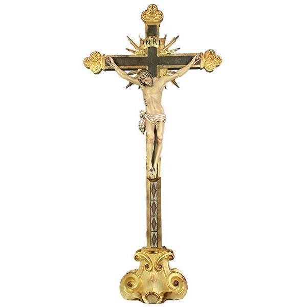 Cross with rays on pedestal and body of Christ Tacca - color