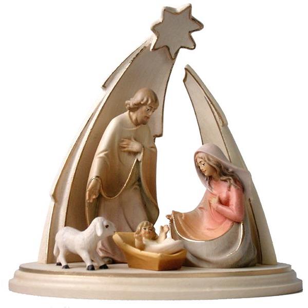 Nativity Scene "Paul" 4 pzes + plinth + star comet - natural