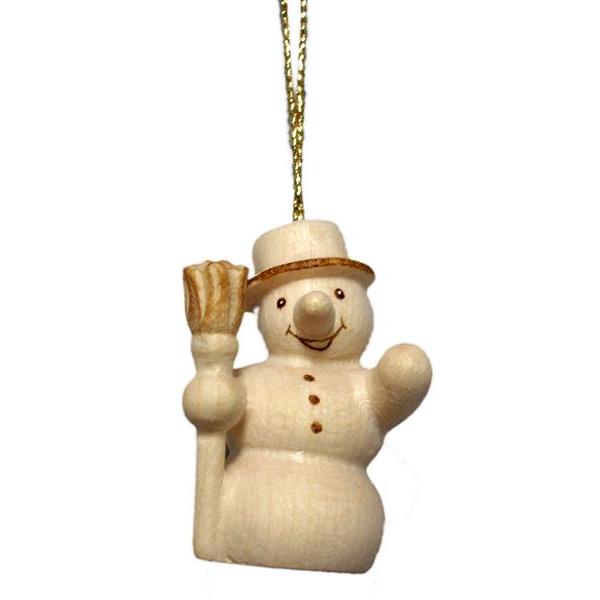 Snowman with broom and gold thread - hued
