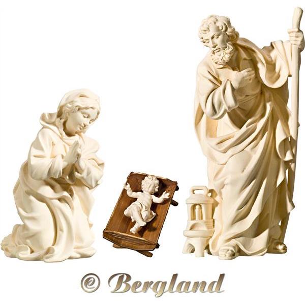 Holy Family with Jesus Child in simple cradle (without base) - natural