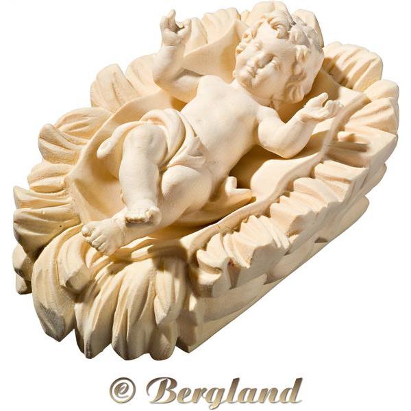 Jesus Child in carved cradle - natural