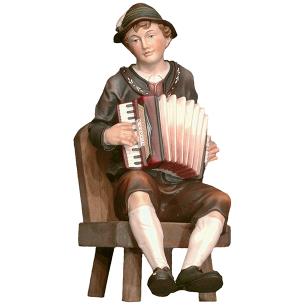 Suonatore di fisarmonica su sedia