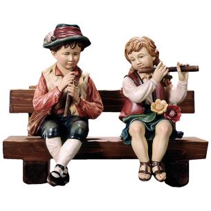 Flute player on bench