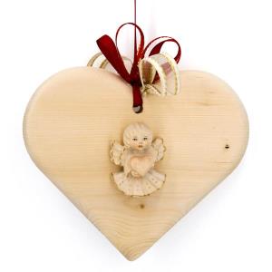 Pine wood heart with angel