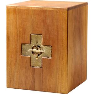 Urn "Cross" - walnut wood - 11,22 x 8,66 x 8,66 inch