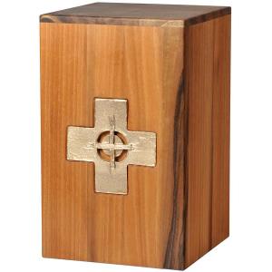 Urn "Cross" - walnut wood - 11,22 x 6,88 x 6,88 inch