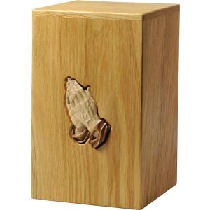 Urn "Thanks" - oak wood - 11,22 x 6,88 x 6,88 inch