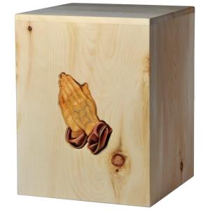 Urn "Thanks" - Swiss pine wood - 11,22 x 8,66 x 8,66 inch