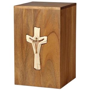 Urn "Crucifix" - walnut wood - 11,22 x 6,88 x 6,88 inch