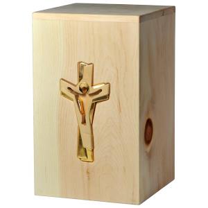 Urn "Crucifix" - Swiss pine wood - 11,22 x 6,88 x 6,88 inch