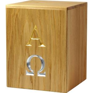 Urn "from the beginning to the end" - oak wood - 11,22 x 8,66 x 8,66 inch