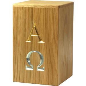 Urn "from the beginning to the end" - oak wood - 11,22 x 6,88 x 6,88 inch